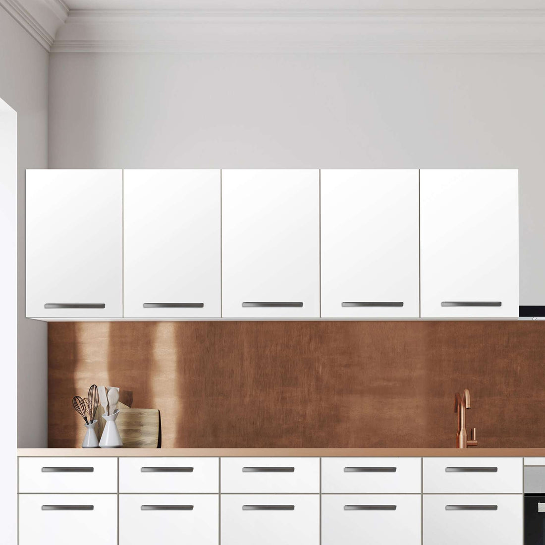 Klebefolie für die Küche Weiß - Wandschrank 200x60 cm - Zoom
