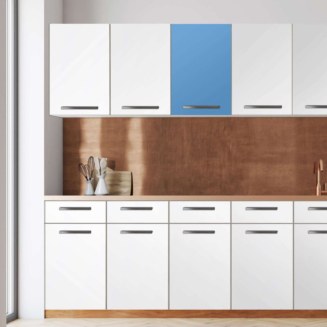 Klebefolie für die Küche -Blau Light- Wandschrank 40x60 cm - Front