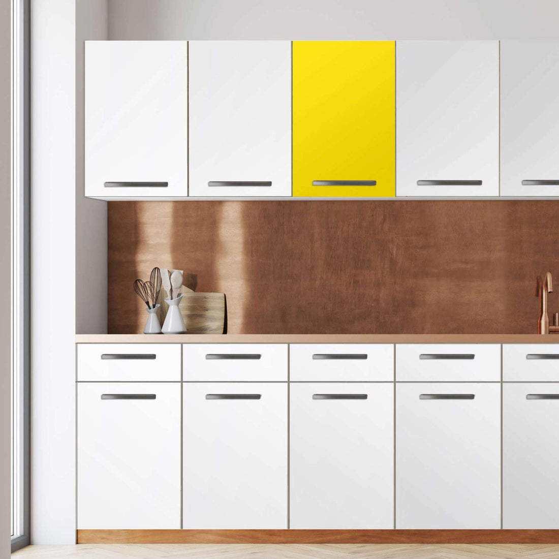 Klebefolie für die Küche -Gelb Dark- Wandschrank 40x60 cm - Front