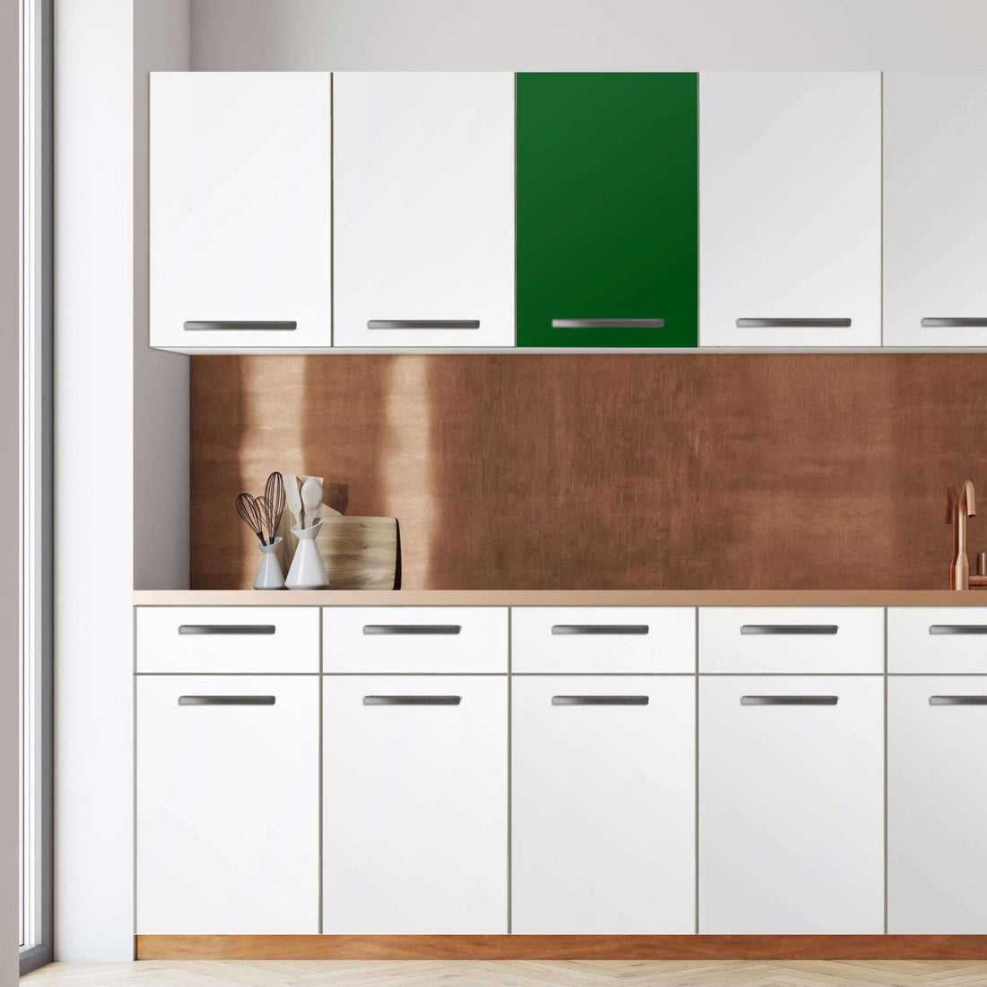 Klebefolie für die Küche -Grün Dark- Wandschrank 40x60 cm - Front