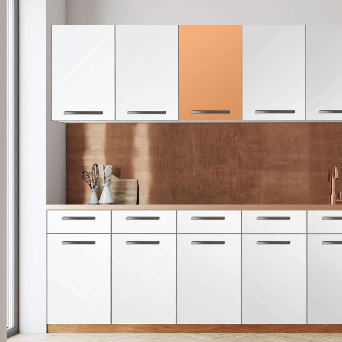Klebefolie für die Küche -Orange Light- Wandschrank 40x60 cm - Front