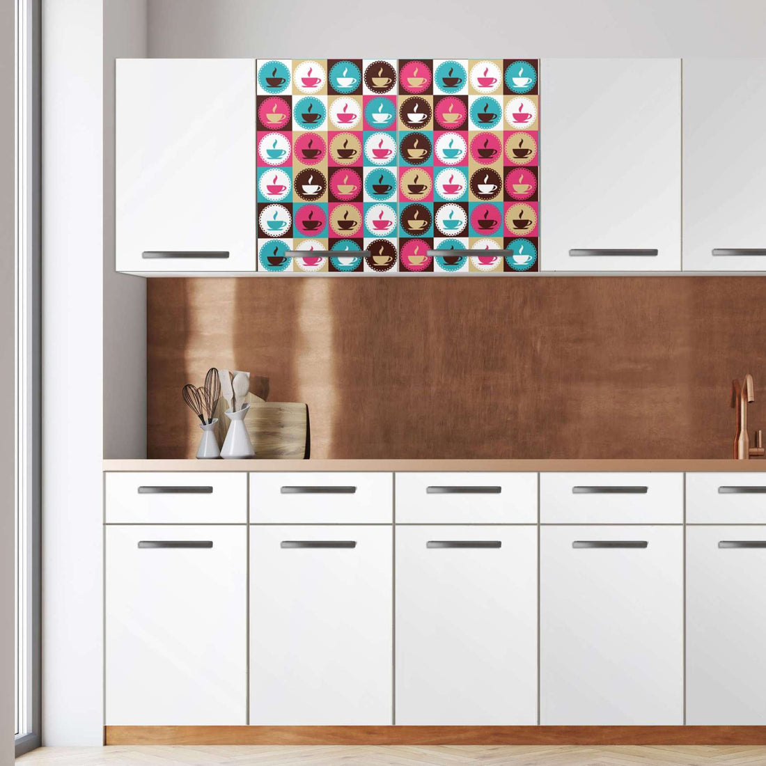 Klebefolie für die Küche -Coffee Cups- Wandschrank 80x60 cm - Front