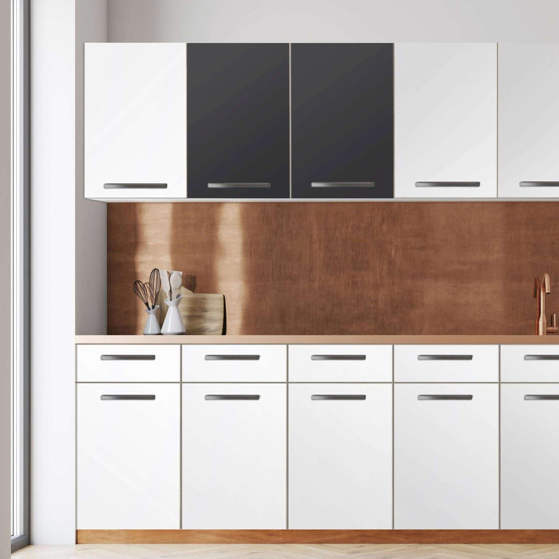 Klebefolie für die Küche -Grau Dark- Wandschrank 80x60 cm - Front