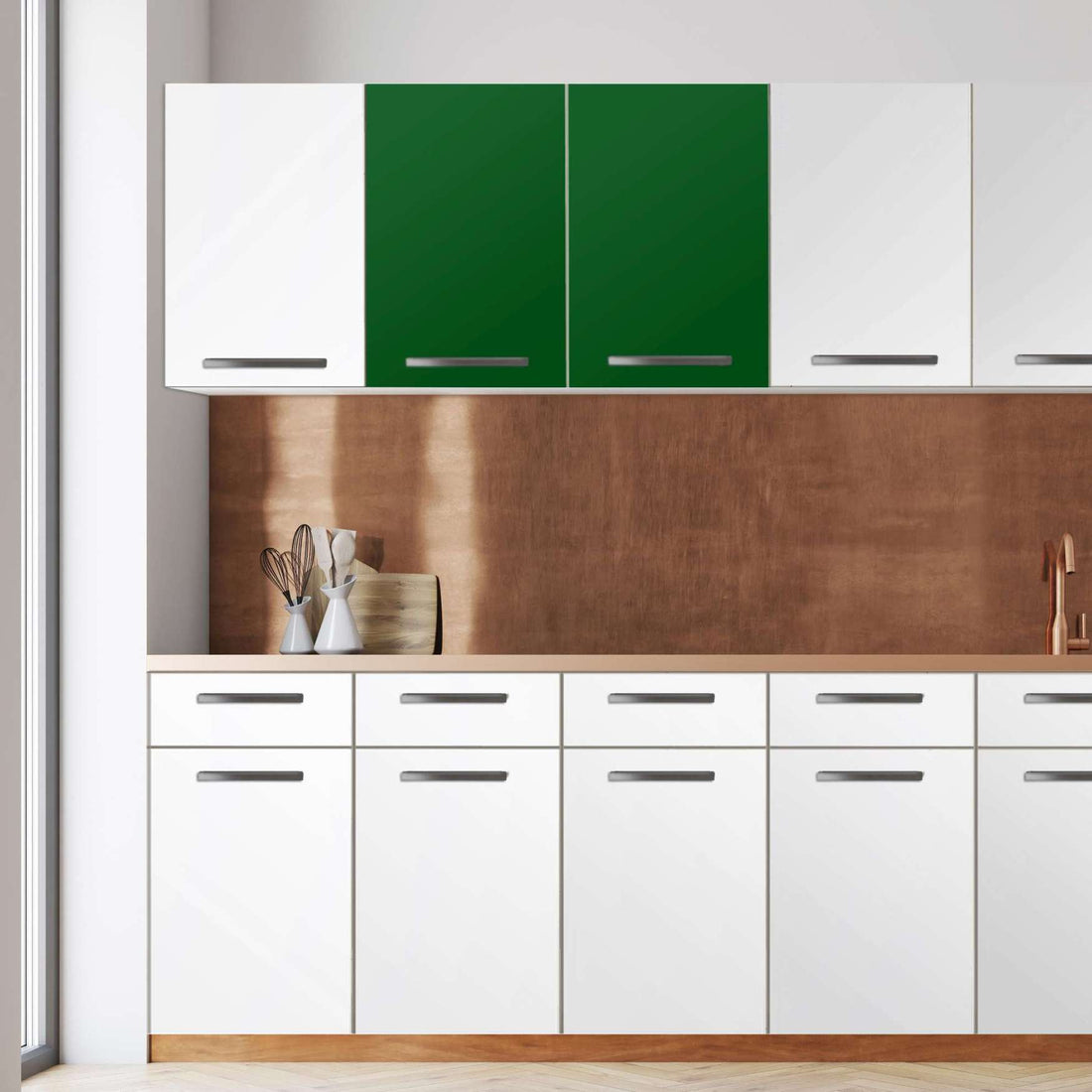 Klebefolie für die Küche -Grün Dark- Wandschrank 80x60 cm - Front