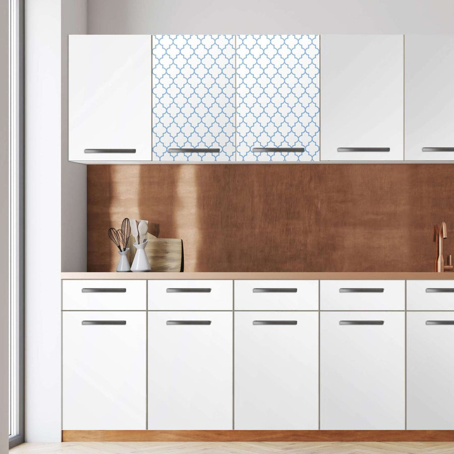 Klebefolie für die Küche -Retro Pattern - Blau- Wandschrank 80x60 cm - Front