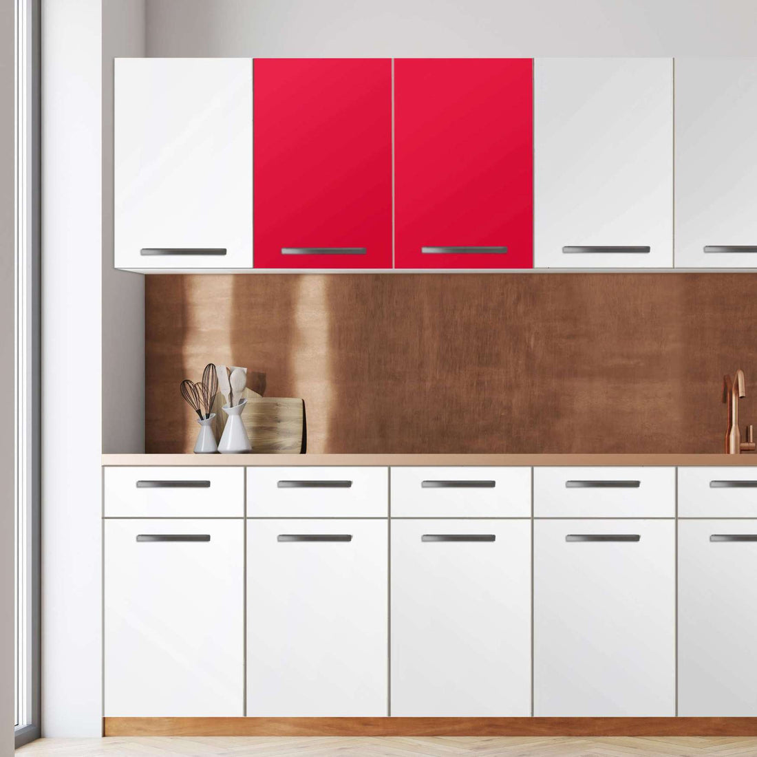 Klebefolie für die Küche -Rot Light- Wandschrank 80x60 cm - Front