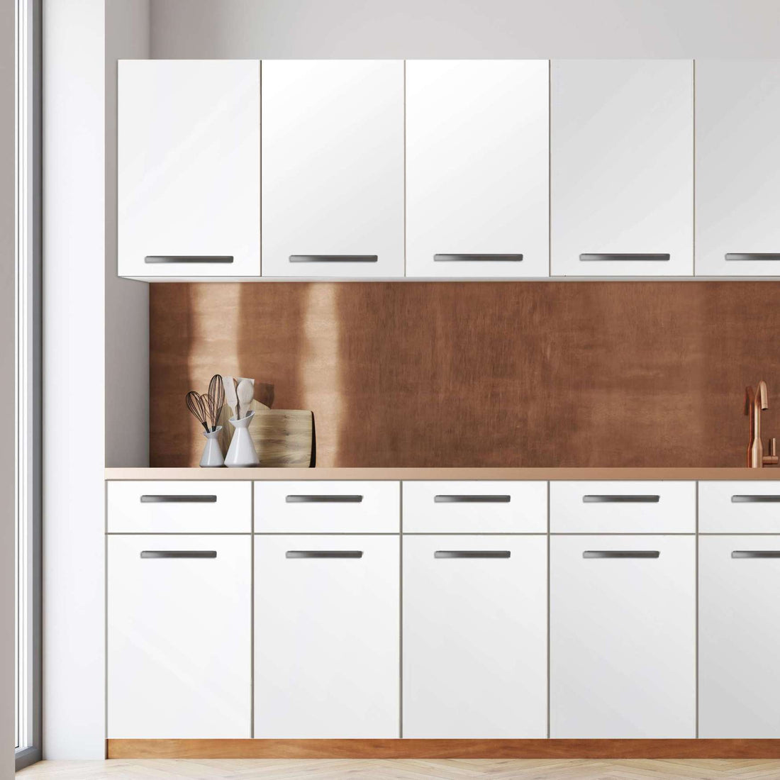 Klebefolie für die Küche -Weiß- Wandschrank 80x60 cm - Front