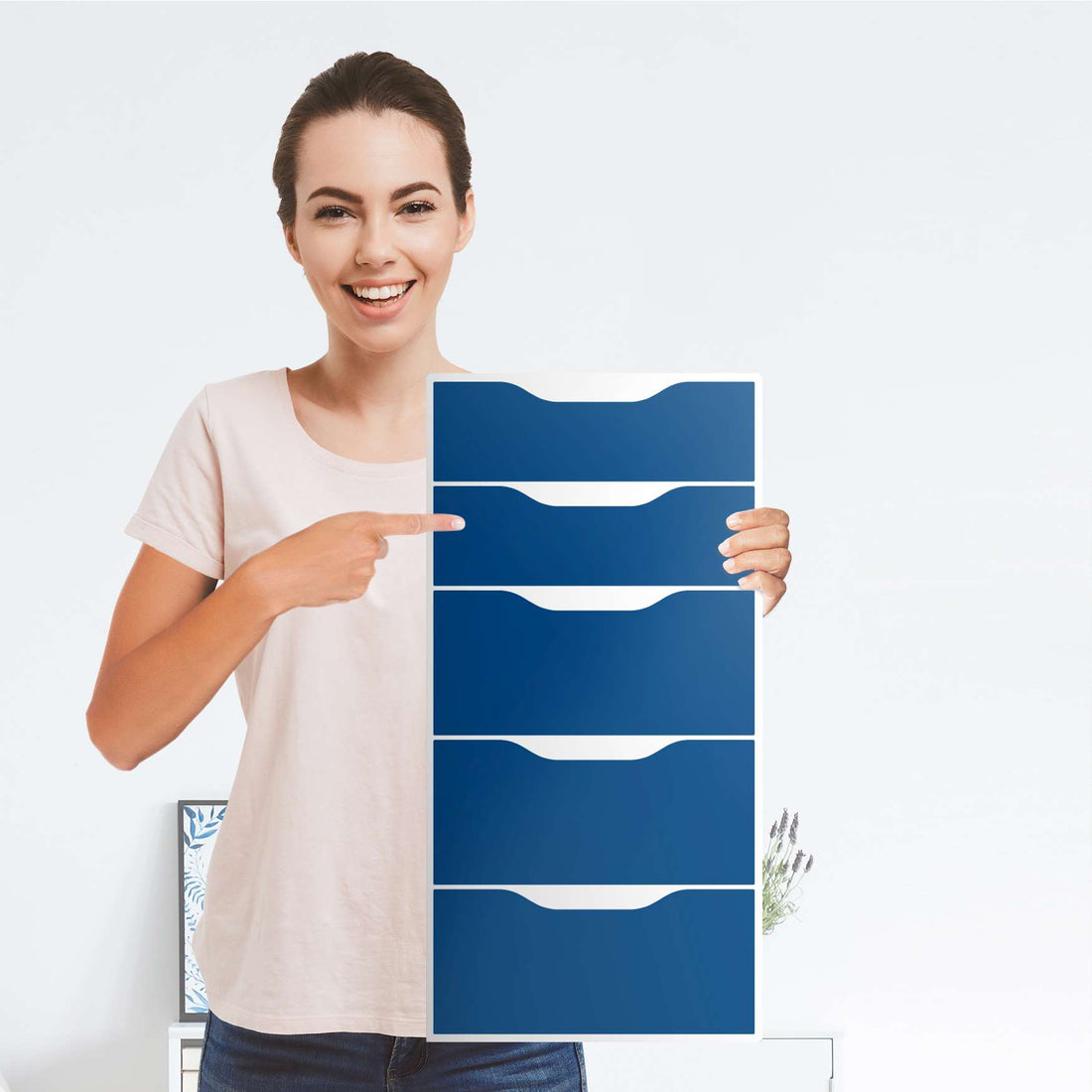 Klebefolie für Möbel Blau Dark - IKEA Alex 5 Schubladen - Folie