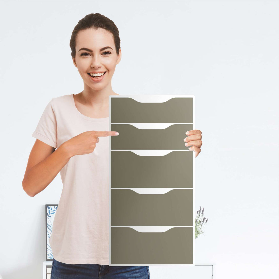 Klebefolie für Möbel Braungrau Light - IKEA Alex 5 Schubladen - Folie