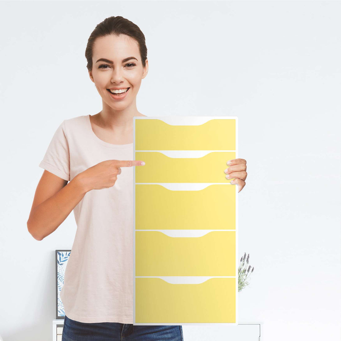 Klebefolie für Möbel Gelb Light - IKEA Alex 5 Schubladen - Folie