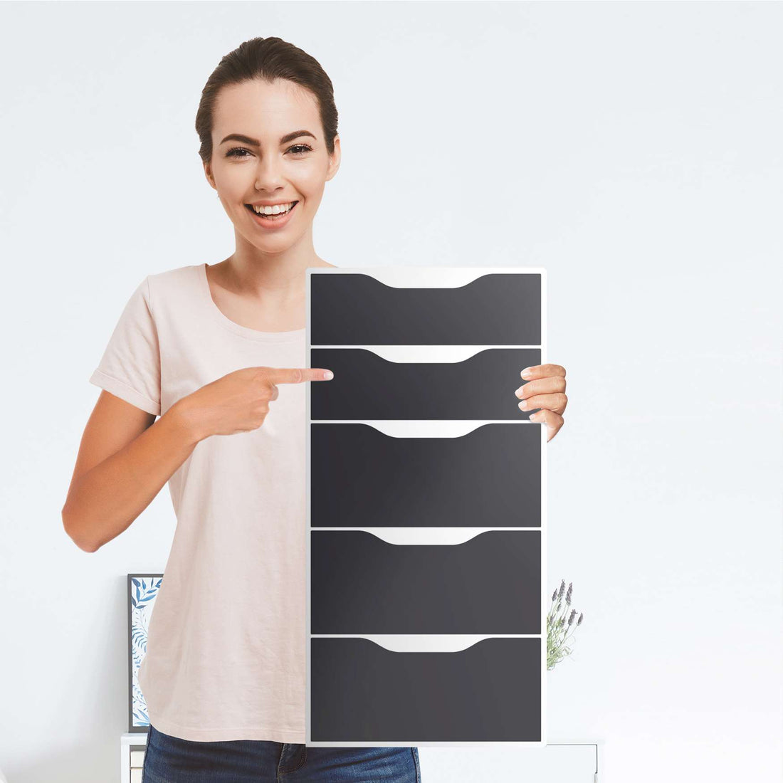 Klebefolie für Möbel Grau Dark - IKEA Alex 5 Schubladen - Folie