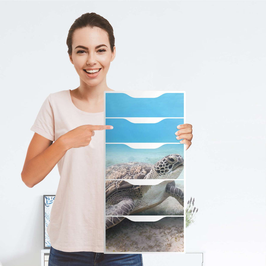 Klebefolie für Möbel Green Sea Turtle - IKEA Alex 5 Schubladen - Folie