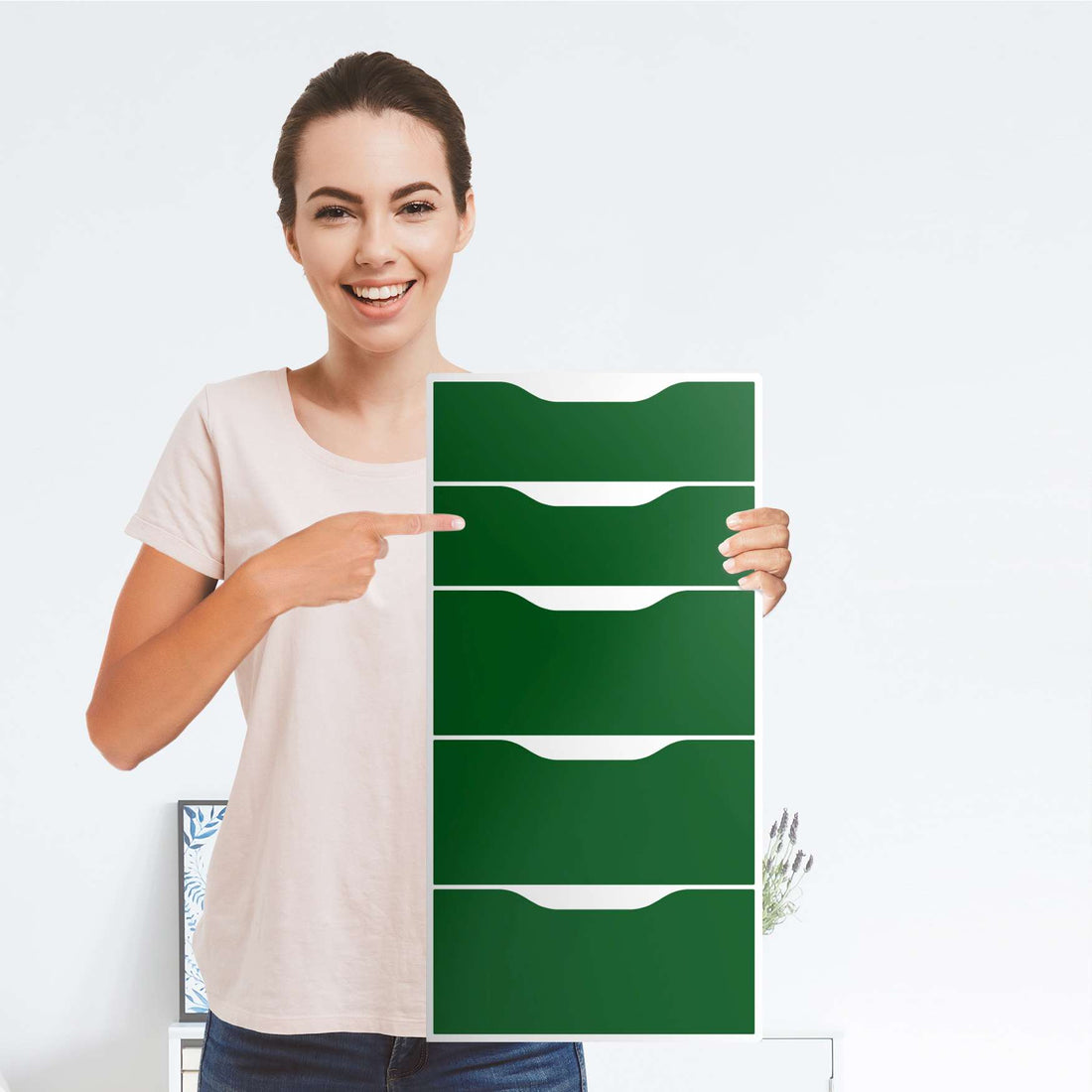 Klebefolie für Möbel Grün Dark - IKEA Alex 5 Schubladen - Folie