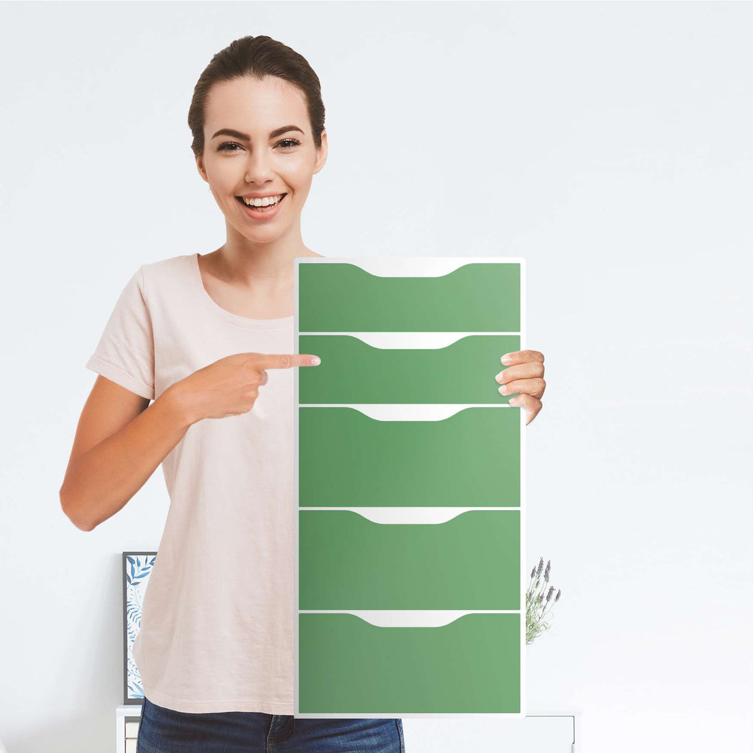Klebefolie für Möbel Grün Light - IKEA Alex 5 Schubladen - Folie