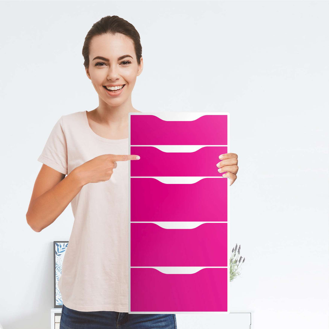 Klebefolie für Möbel Pink Dark - IKEA Alex 5 Schubladen - Folie