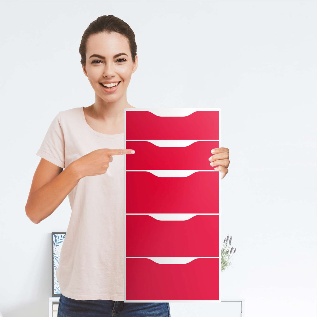 Klebefolie für Möbel Rot Light - IKEA Alex 5 Schubladen - Folie