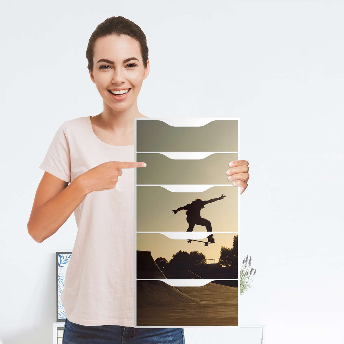 Klebefolie für Möbel Skater - IKEA Alex 5 Schubladen - Folie