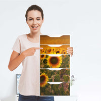 Klebefolie für Möbel Sunflowers - IKEA Alex 5 Schubladen - Folie