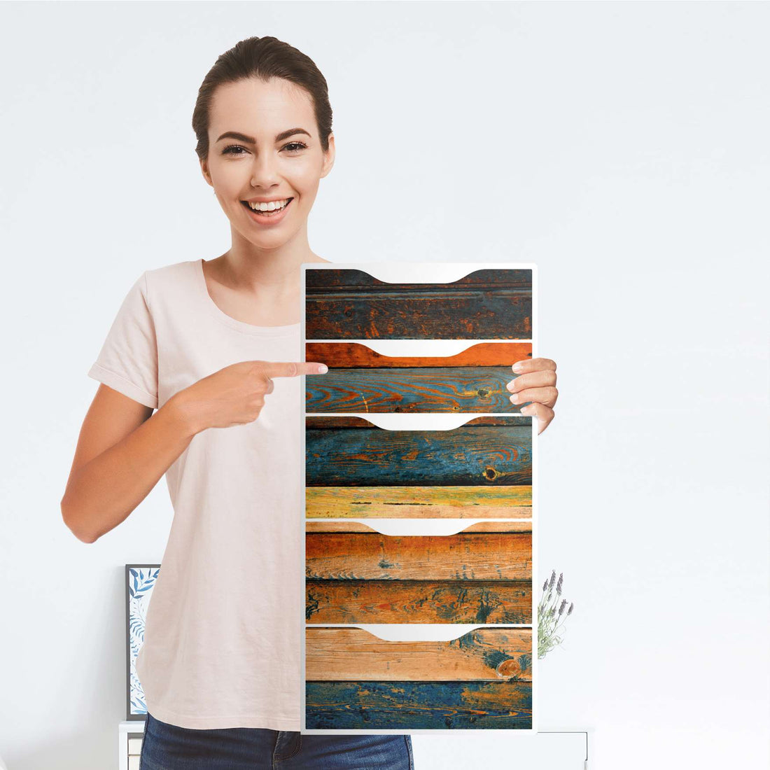 Klebefolie für Möbel Wooden - IKEA Alex 5 Schubladen - Folie