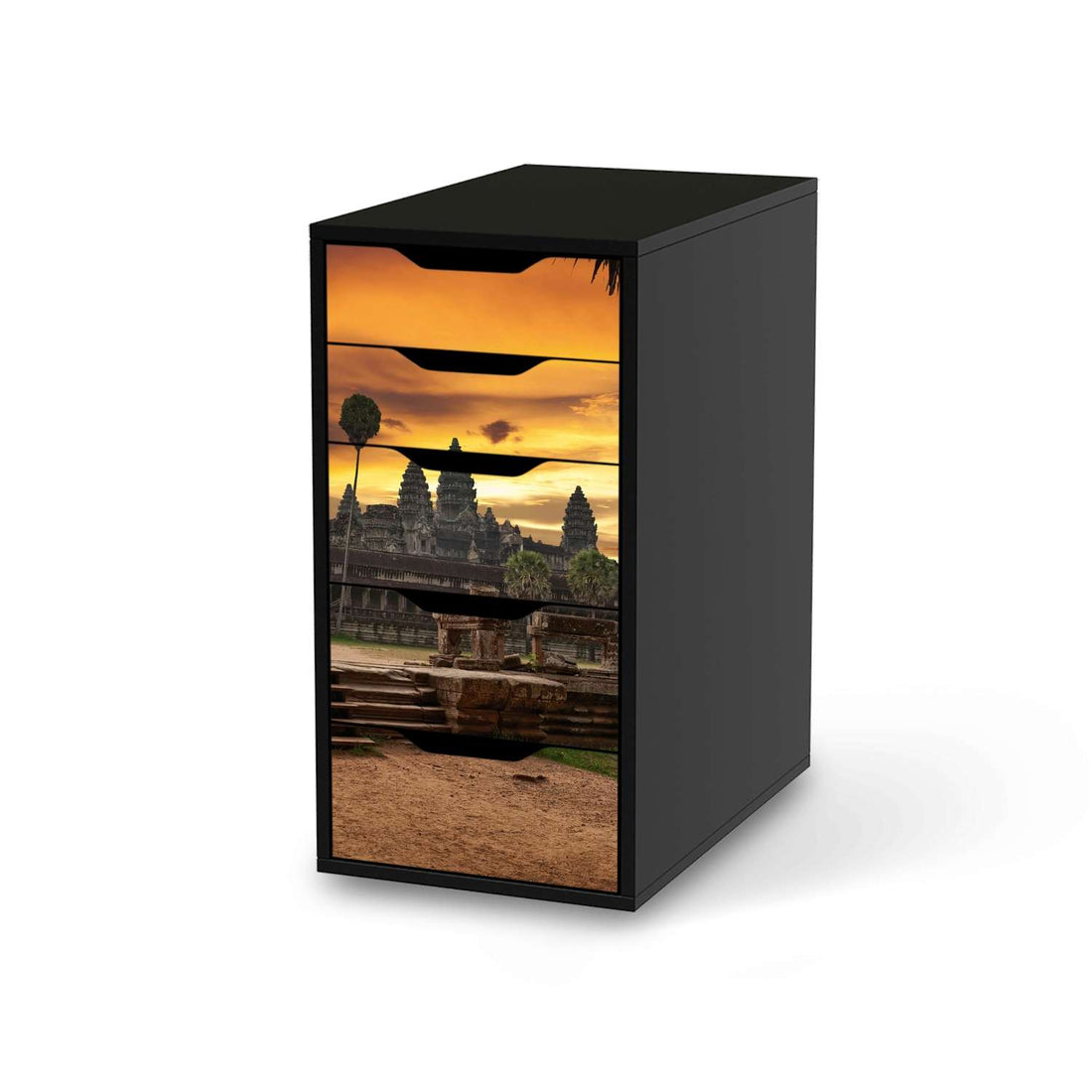Klebefolie für Möbel Angkor Wat - IKEA Alex 5 Schubladen - schwarz