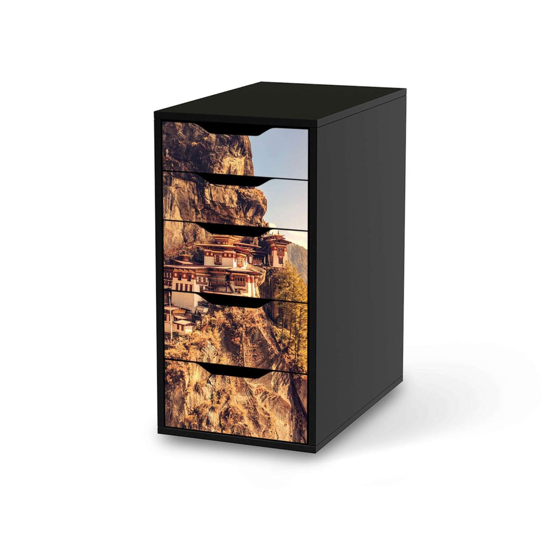 Klebefolie für Möbel Bhutans Paradise - IKEA Alex 5 Schubladen - schwarz