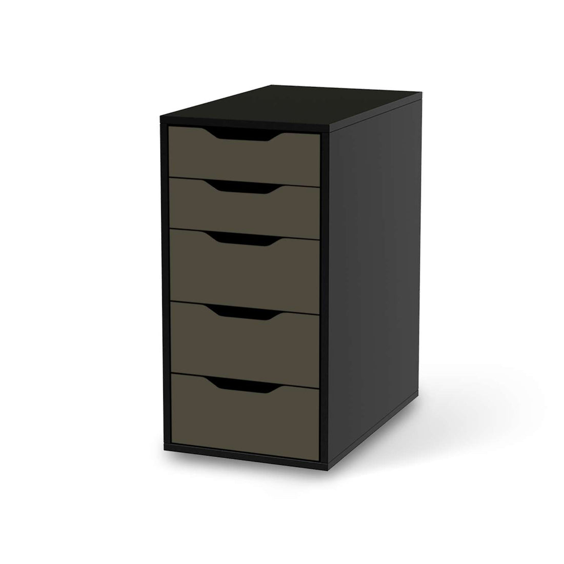 Klebefolie für Möbel Braungrau Dark - IKEA Alex 5 Schubladen - schwarz