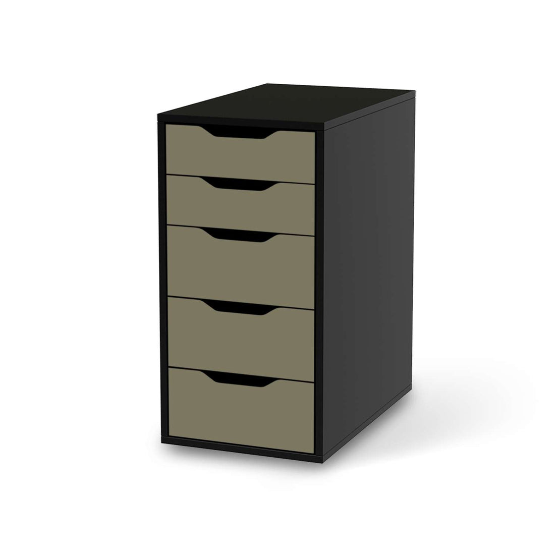Klebefolie für Möbel Braungrau Light - IKEA Alex 5 Schubladen - schwarz