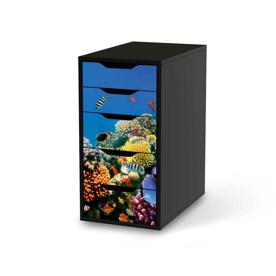 Klebefolie für Möbel Coral Reef - IKEA Alex 5 Schubladen - schwarz