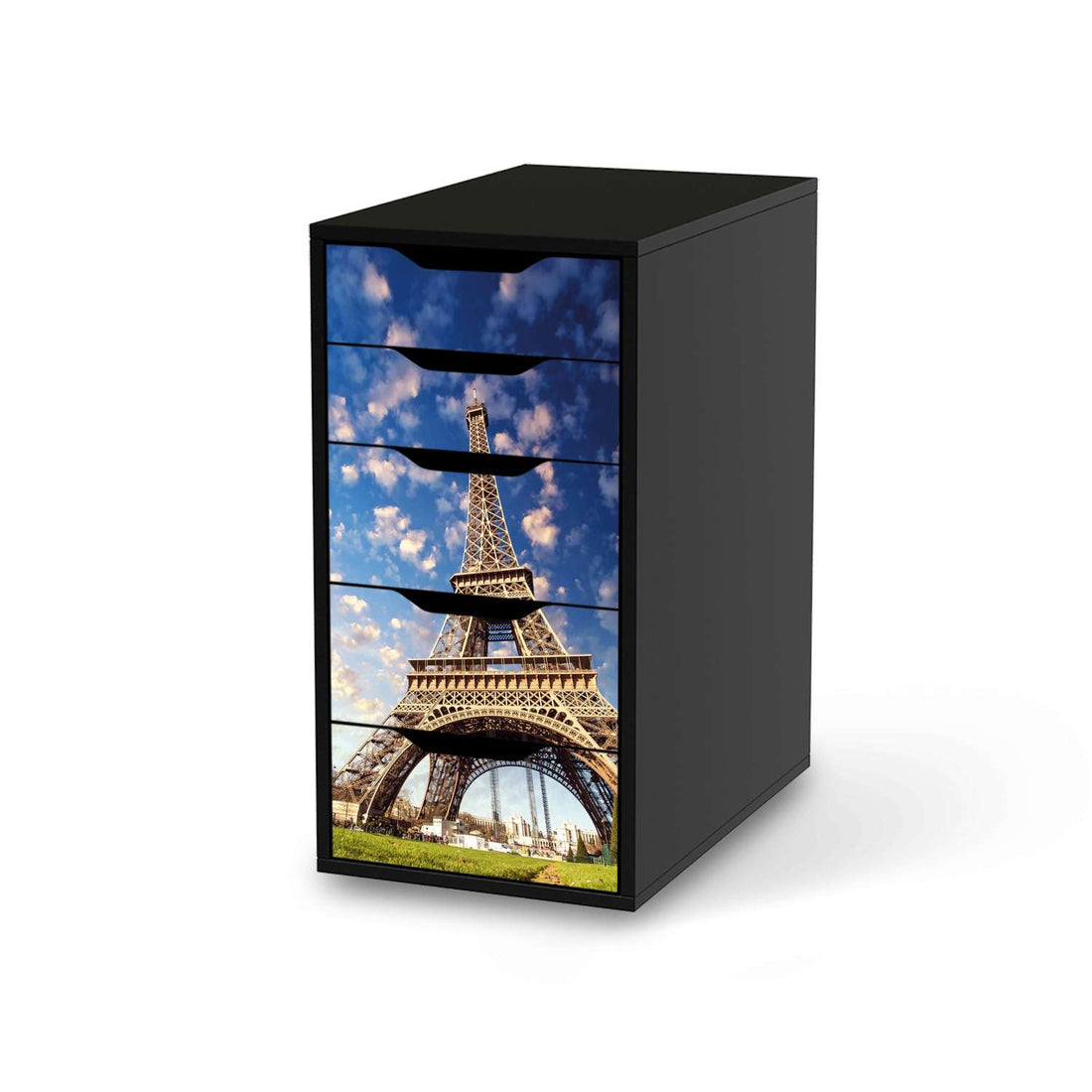 Klebefolie für Möbel La Tour Eiffel - IKEA Alex 5 Schubladen - schwarz