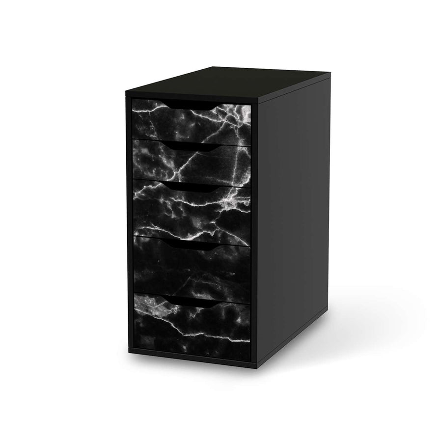 Klebefolie für Möbel Marmor schwarz - IKEA Alex 5 Schubladen - schwarz