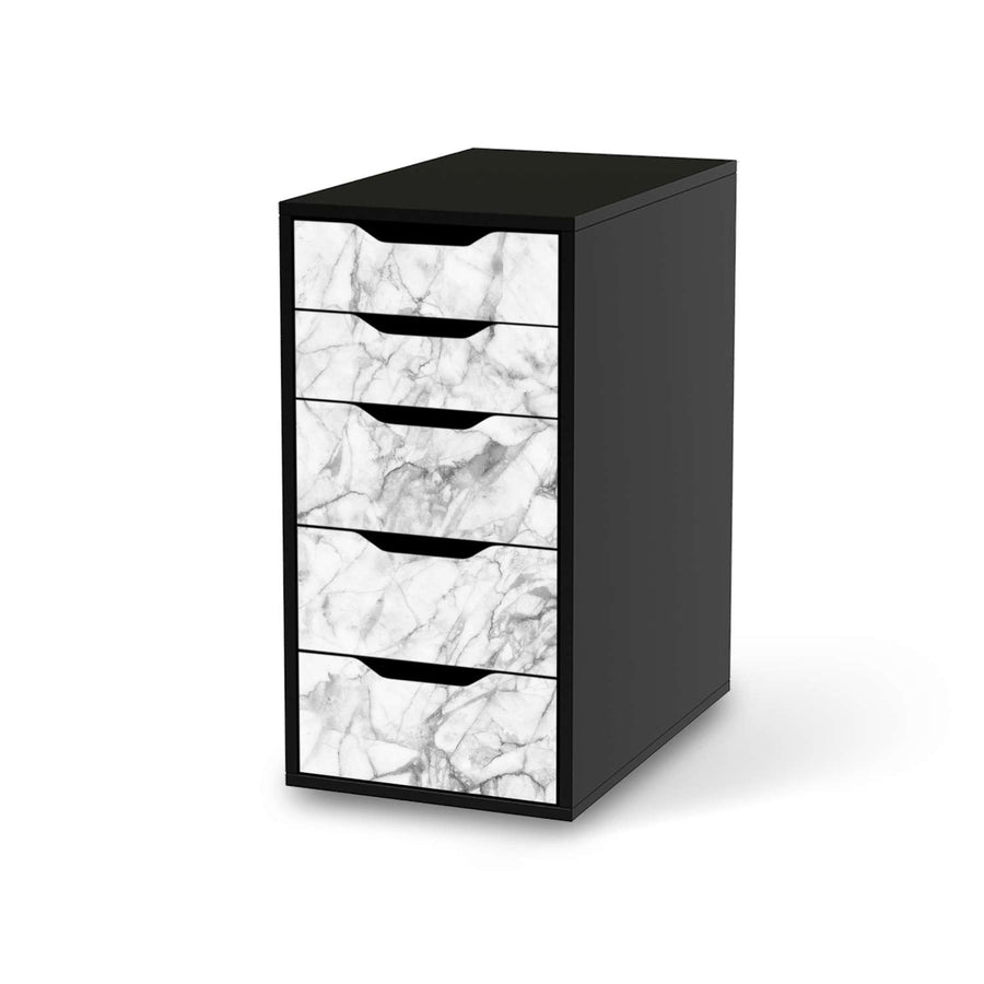 Klebefolie für Möbel Marmor weiß - IKEA Alex 5 Schubladen - schwarz