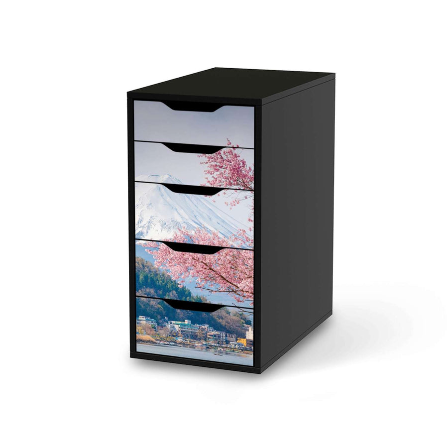 Klebefolie für Möbel Mount Fuji - IKEA Alex 5 Schubladen - schwarz
