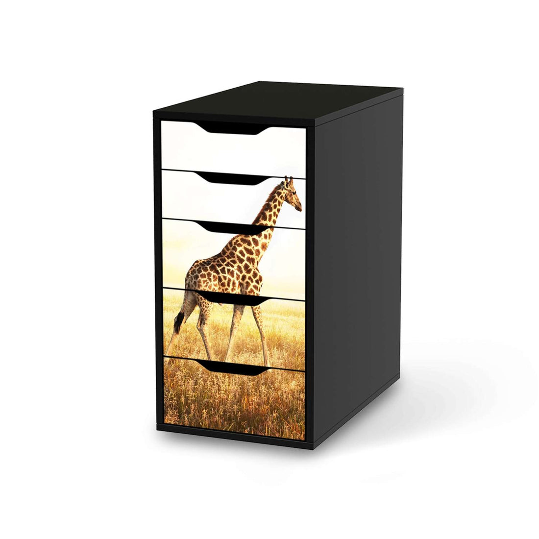 Klebefolie für Möbel Savanna Giraffe - IKEA Alex 5 Schubladen - schwarz