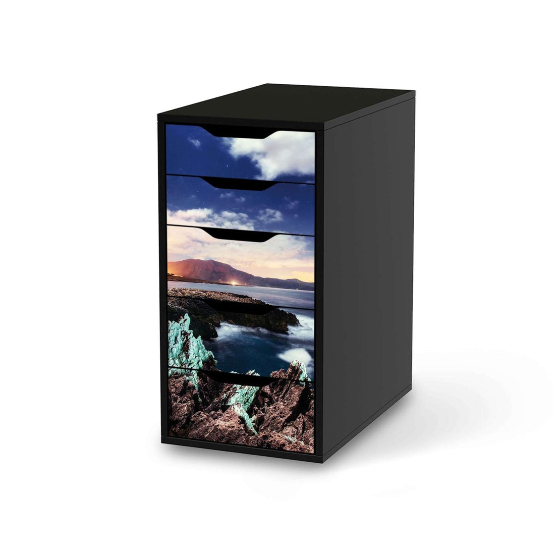 Klebefolie für Möbel Seaside - IKEA Alex 5 Schubladen - schwarz