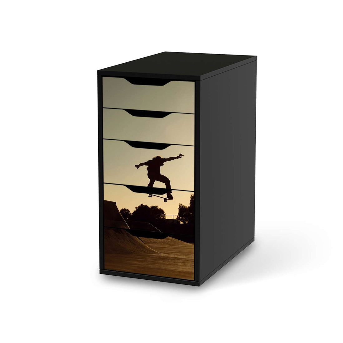 Klebefolie für Möbel Skater - IKEA Alex 5 Schubladen - schwarz