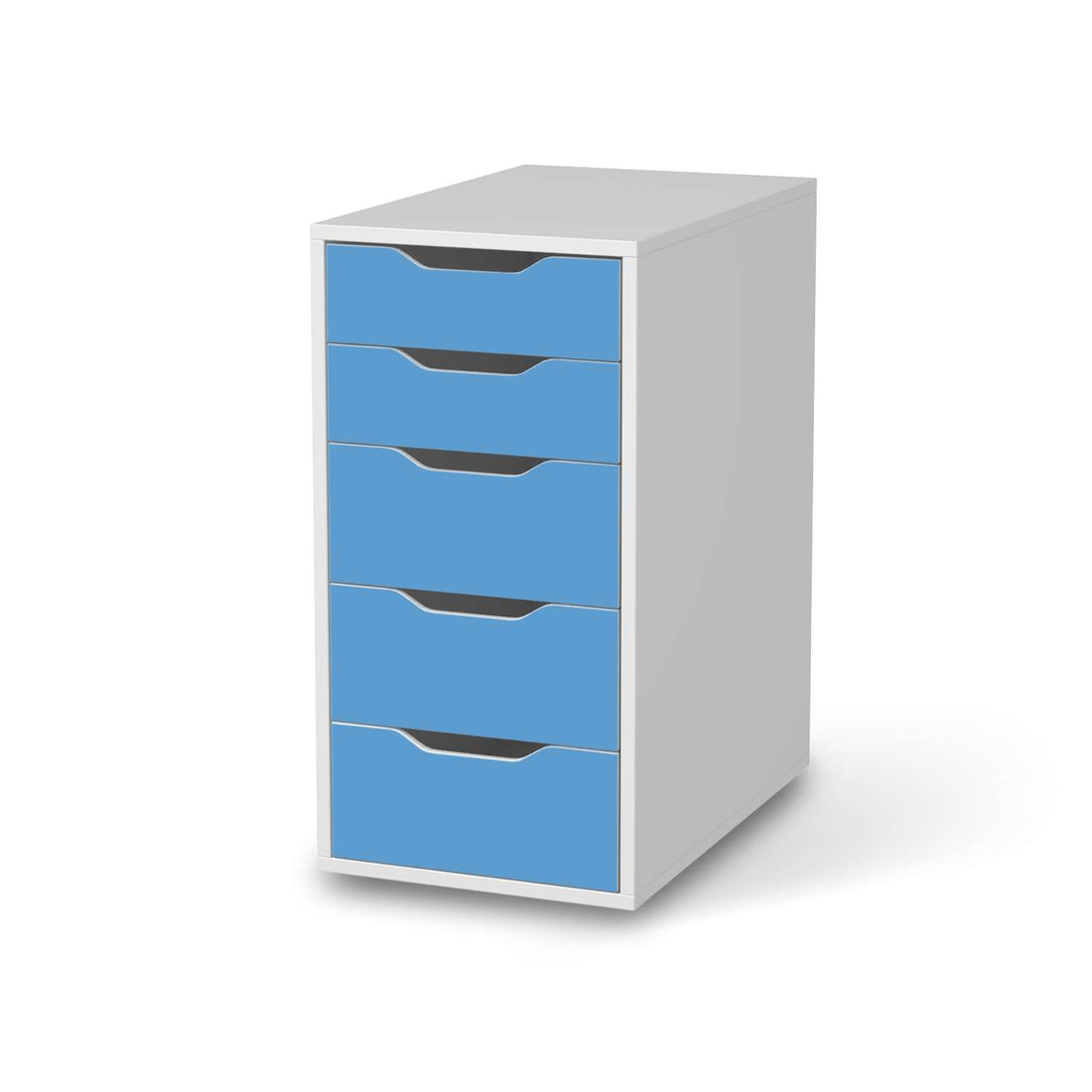 Klebefolie für Möbel Blau Light - IKEA Alex 5 Schubladen - weiss