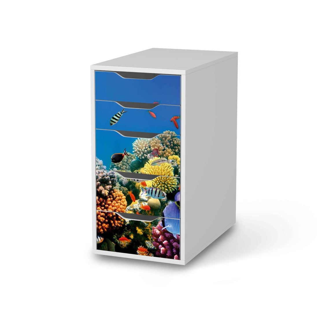 Klebefolie für Möbel Coral Reef - IKEA Alex 5 Schubladen - weiss