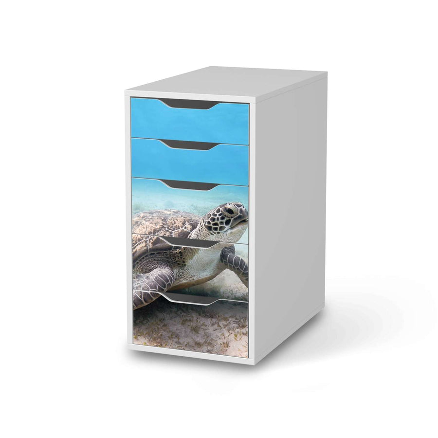 Klebefolie für Möbel Green Sea Turtle - IKEA Alex 5 Schubladen - weiss
