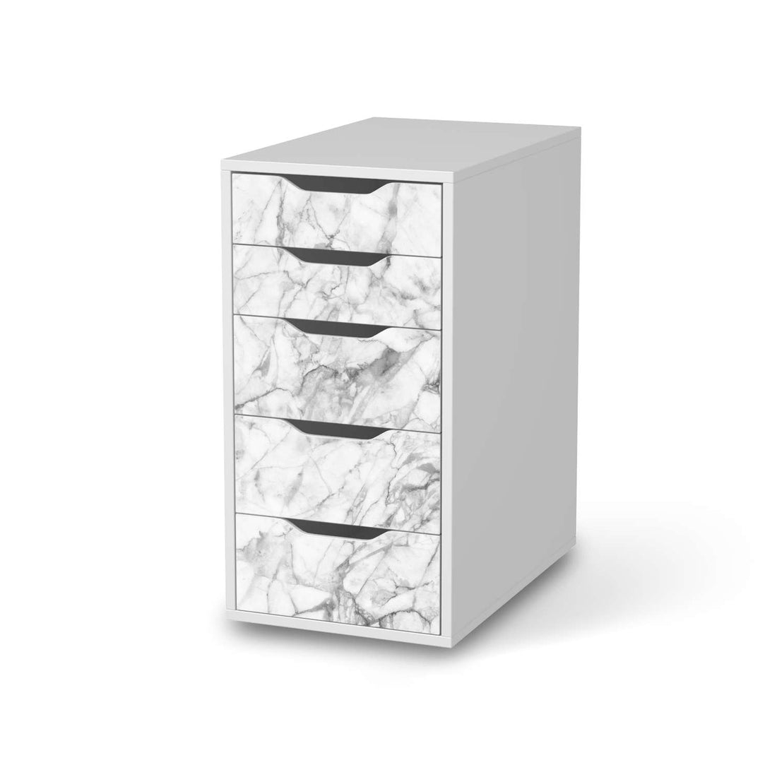 Klebefolie für Möbel Marmor weiß - IKEA Alex 5 Schubladen - weiss