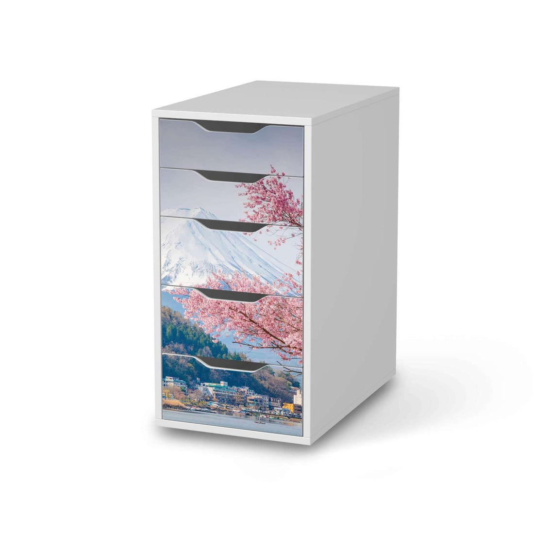 Klebefolie für Möbel Mount Fuji - IKEA Alex 5 Schubladen - weiss