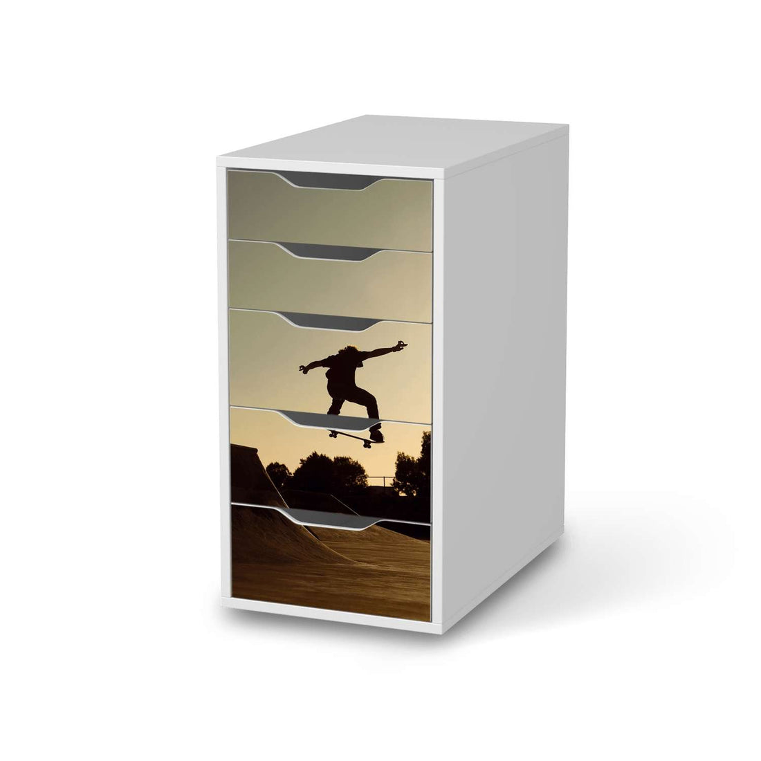 Klebefolie für Möbel Skater - IKEA Alex 5 Schubladen - weiss