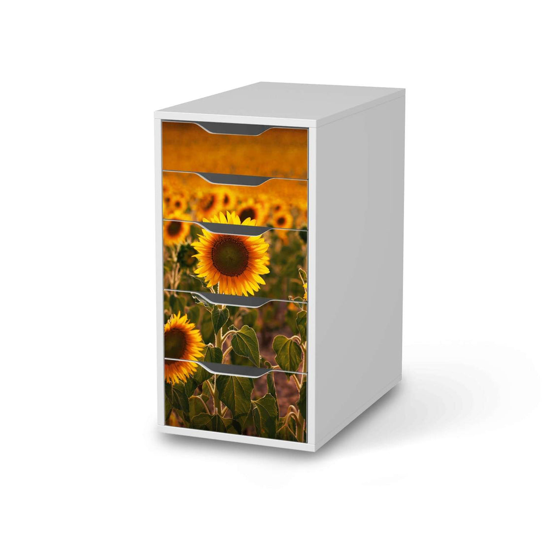 Klebefolie für Möbel Sunflowers - IKEA Alex 5 Schubladen - weiss