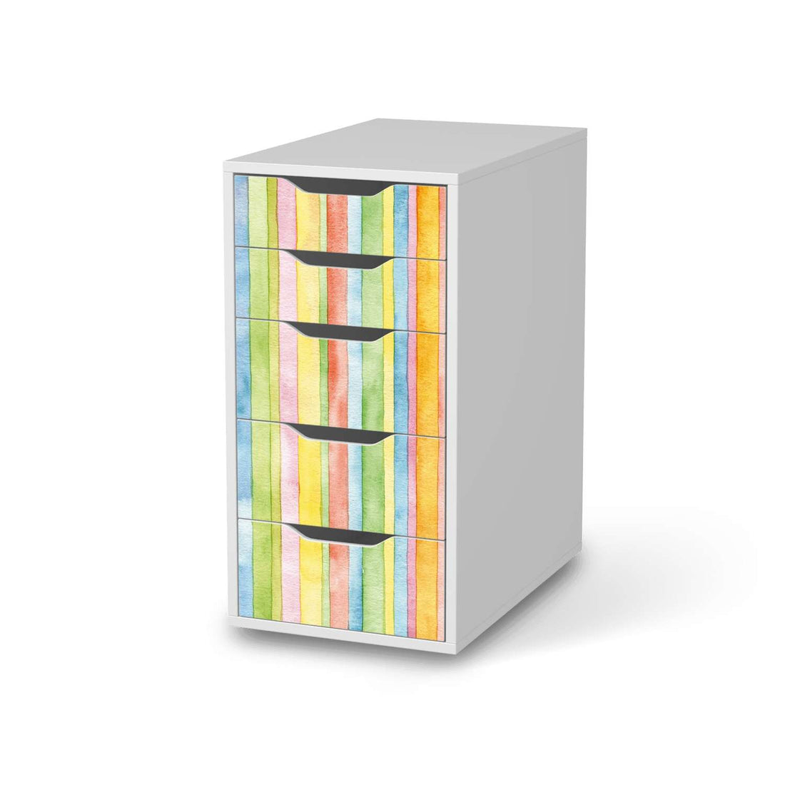 Klebefolie für Möbel Watercolor Stripes - IKEA Alex 5 Schubladen - weiss