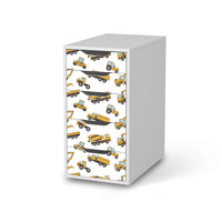 Klebefolie für Möbel Working Cars - IKEA Alex 5 Schubladen - weiss