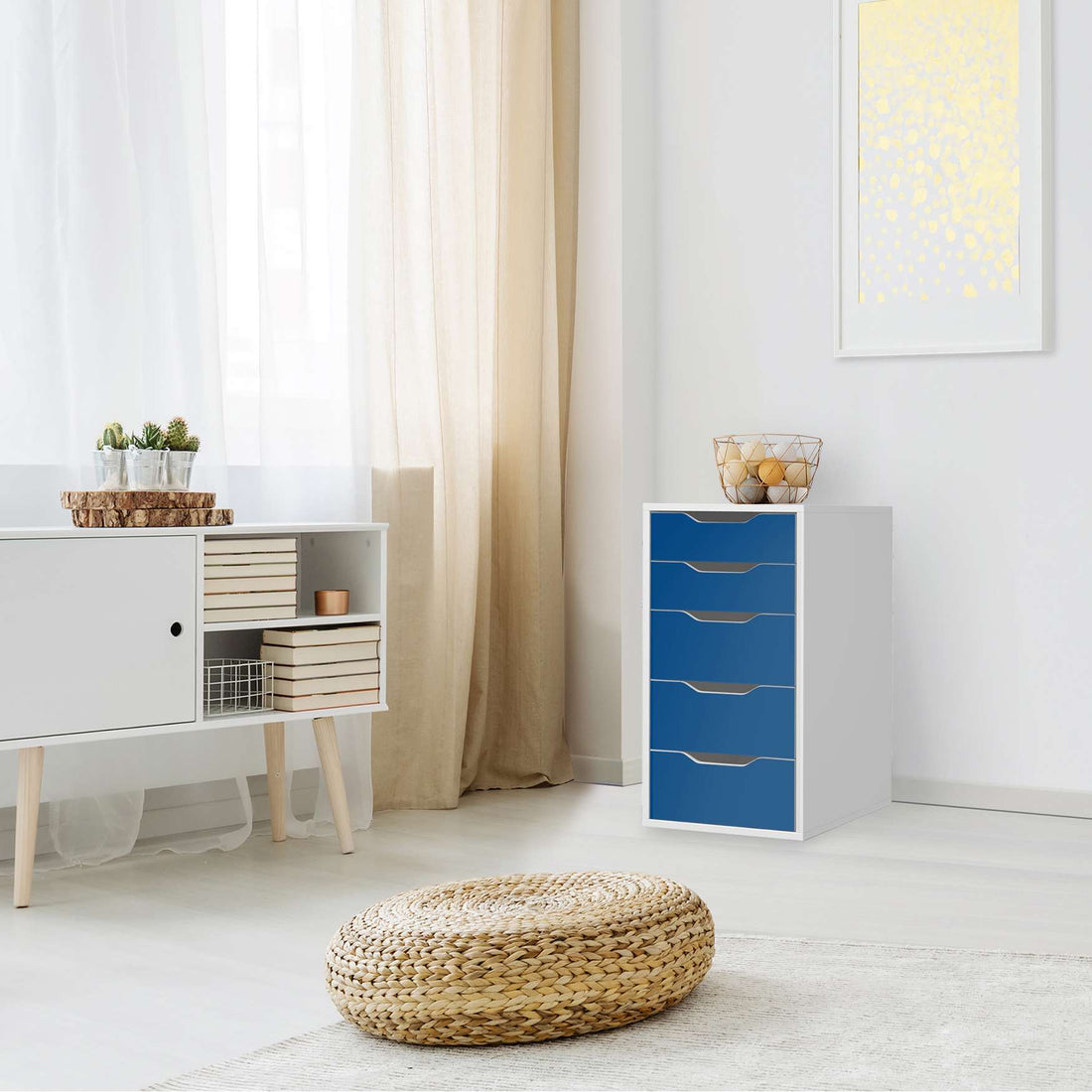 Klebefolie für Möbel Blau Dark - IKEA Alex 5 Schubladen - Wohnzimmer