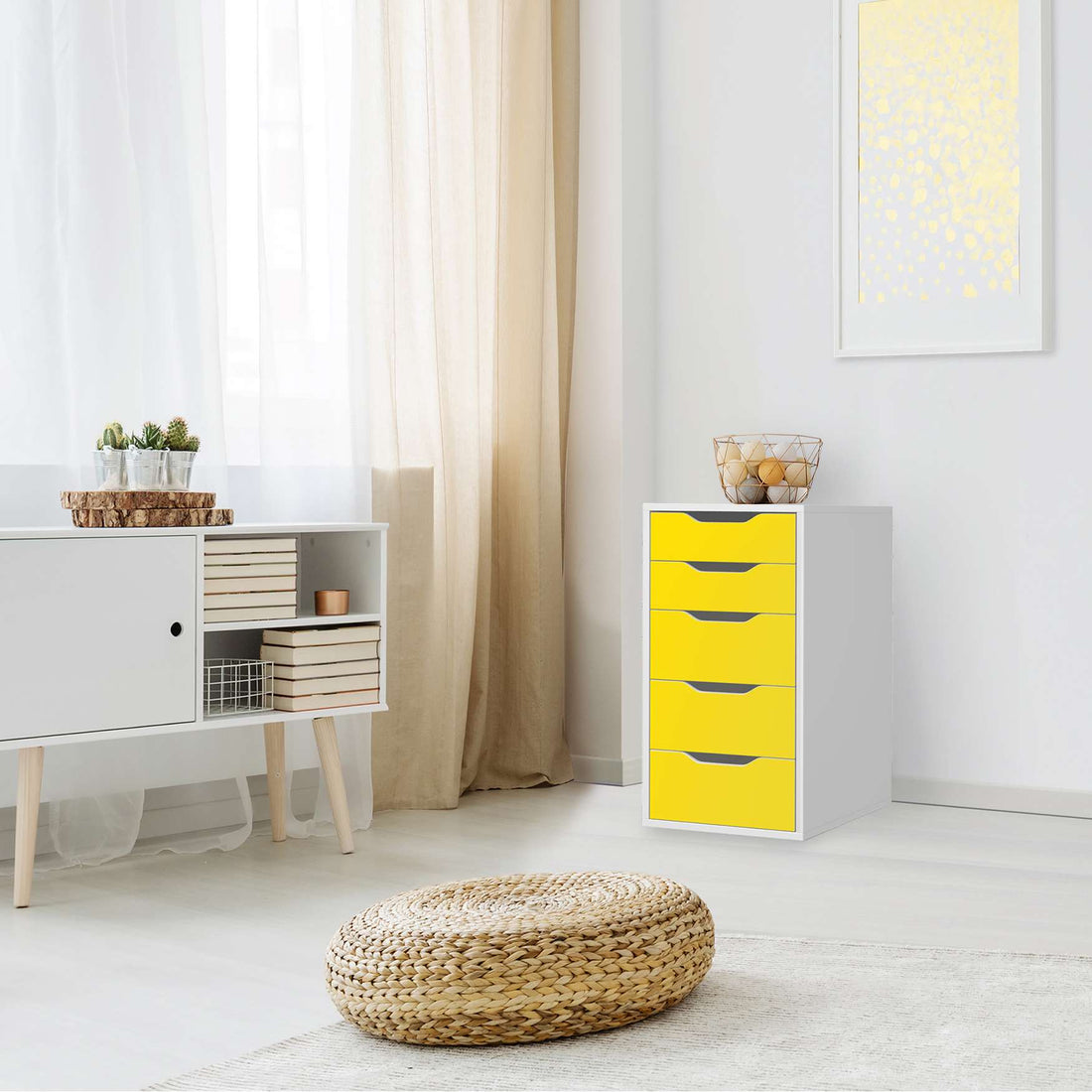 Klebefolie für Möbel Gelb Dark - IKEA Alex 5 Schubladen - Wohnzimmer