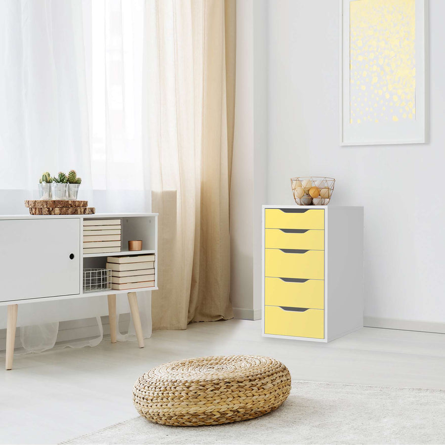 Klebefolie für Möbel Gelb Light - IKEA Alex 5 Schubladen - Wohnzimmer