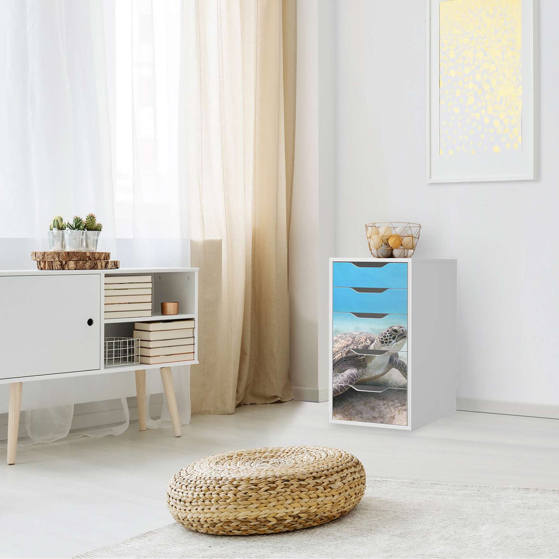 Klebefolie für Möbel Green Sea Turtle - IKEA Alex 5 Schubladen - Wohnzimmer