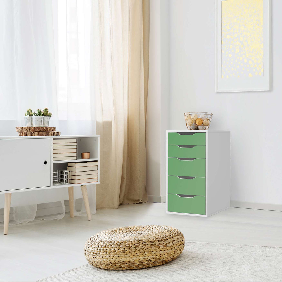 Klebefolie für Möbel Grün Light - IKEA Alex 5 Schubladen - Wohnzimmer