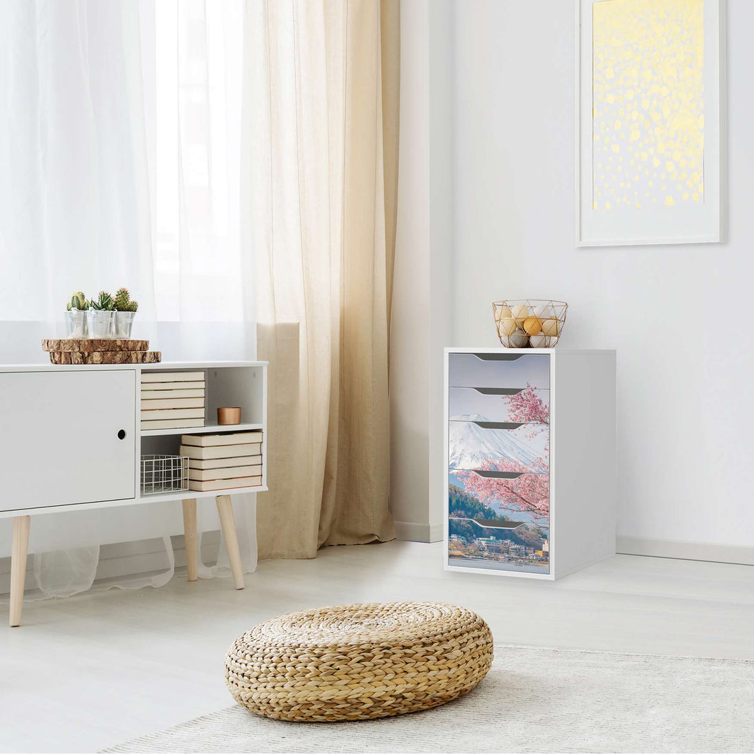 Klebefolie für Möbel Mount Fuji - IKEA Alex 5 Schubladen - Wohnzimmer